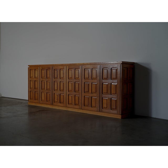 Brutalist Sideboard in Blond Oak, Belgium, 1980s For Sale - Image 6 of 7