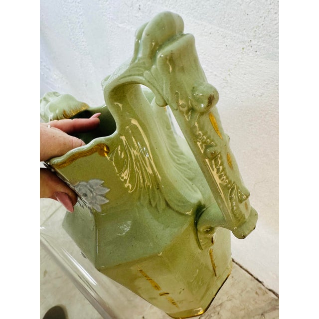 1940s Antique Ceramic Pitcher For Sale - Image 5 of 7