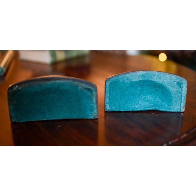 Pair of 1930s NBC Radio Western Electric Microphone Cast Metal Bookends For Sale - Image 4 of 6