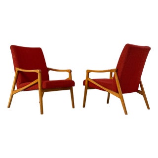 Red Chairs by Jiří Jiroutek for Jitona, 1960s, Set of 2 For Sale