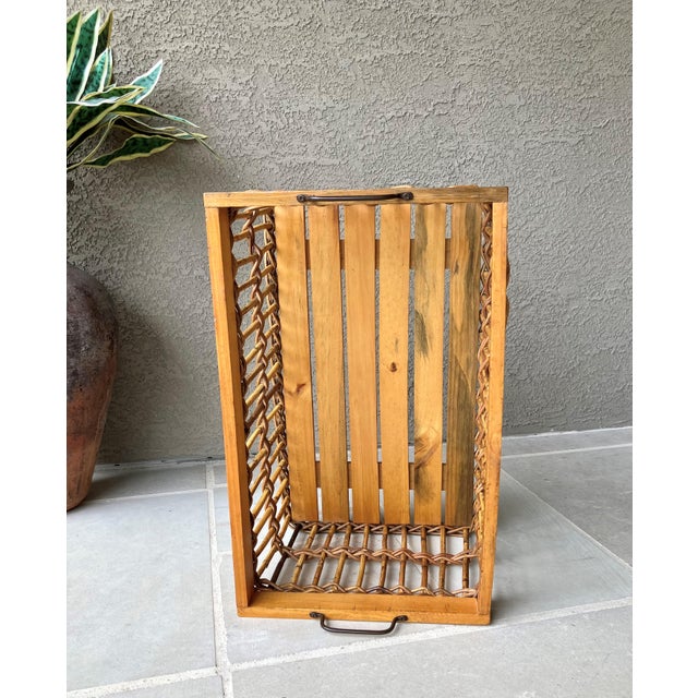 Circa 1980 Chic Jackfruit Wood & Rattan Catchall / Storage “Crate” Basket, Indonesia For Sale In Austin - Image 6 of 13