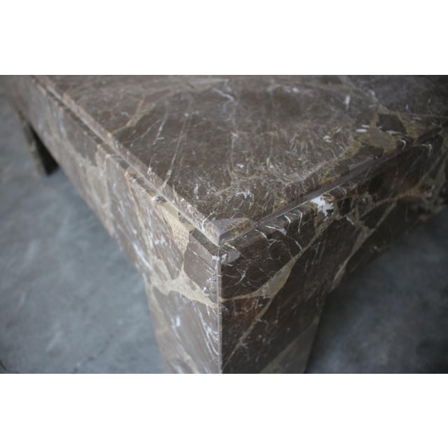 Stone Architectural Square Brown Italian Marble Coffee Table For Sale - Image 7 of 8