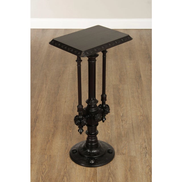 Antique Victorian Stand with Carved Aesthetic Floral Detailing, Dark Finish, Possibly By Killian Brothers, New York (Not...