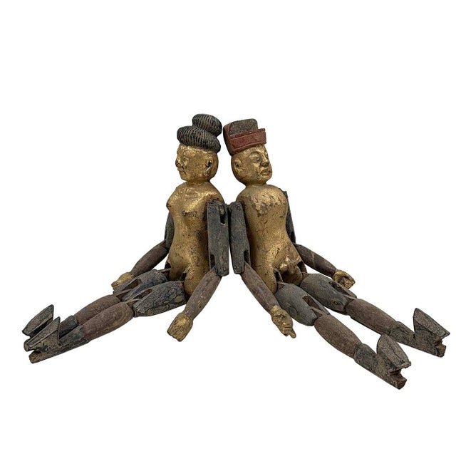 Early 20th Century Antique Chinese Gilt Carved Camphor Wood Toys For Sale - Image 4 of 13