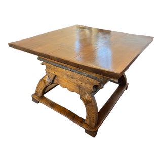 1600’s Alpine Chalet Table Bavarian Medieval Table Reinforced Sliding Top For Sale