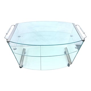 Serving Cart in Glass & Chrome by Galotti & Radice, 1970s For Sale