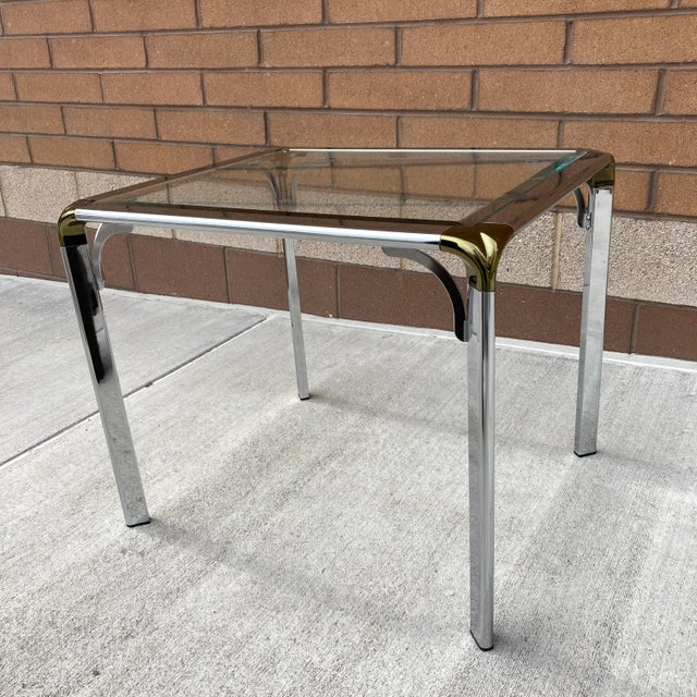 Mid-Century Modern Chrome Brass Waterfall Table From Belgo Chrome For Sale - Image 3 of 13