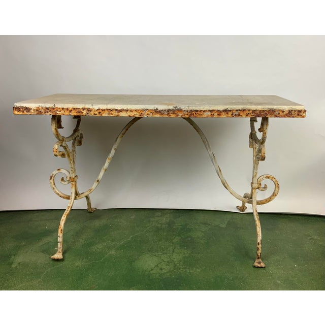 Salterini Style Wrought Iron Table with Travertine Top Chairish