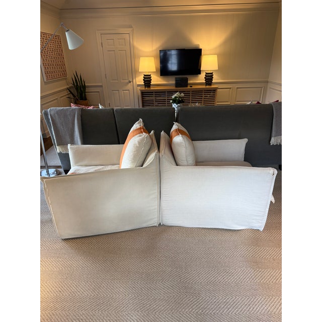 Transitional Pair of Racing Stripe Chairs by Lee For Sale - Image 3 of 10