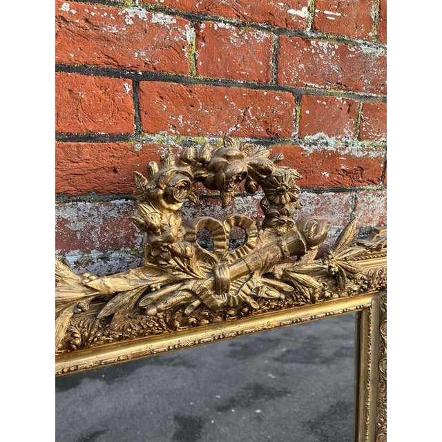 Large Antique 19th Century French Gilt Mirror For Sale - Image 4 of 6