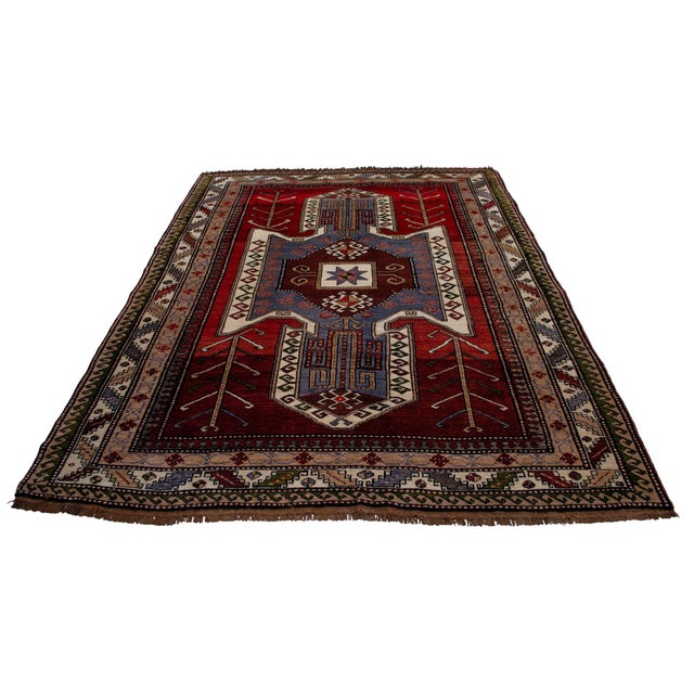 Textile 1960s Hand Knotted Turkish Rug Tribal Pure Natural Wool Large Area Rug For Sale - Image 7 of 17