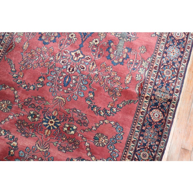 Pink Vintage Traditional Indo Sarouk - 4'1" x 5'10" For Sale - Image 8 of 8