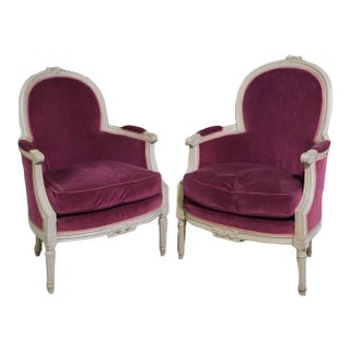 Late 19th Century 2 Louis XV Style Painted Arm Chairs For Sale