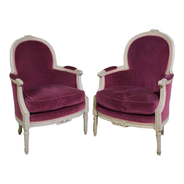 Late 19th Century 2 Louis XV Style Painted Arm Chairs For Sale