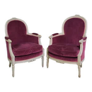 Late 19th Century 2 Louis XV Style Painted Arm Chairs