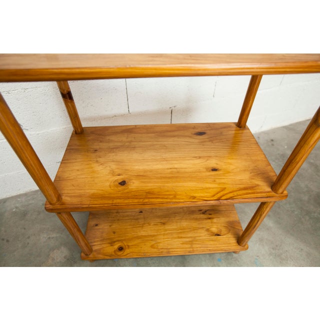 Brown Scandinavian Rectangular Shelf in Pine with Round Pencil Legs, 1960s For Sale - Image 8 of 18