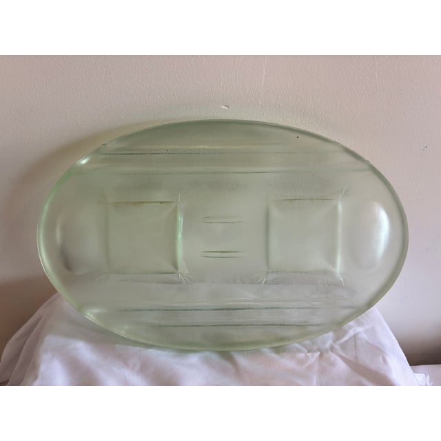 Vintage Art Deco Style Green Glass Desk Organizer Tray For Sale In Oklahoma City - Image 6 of 12