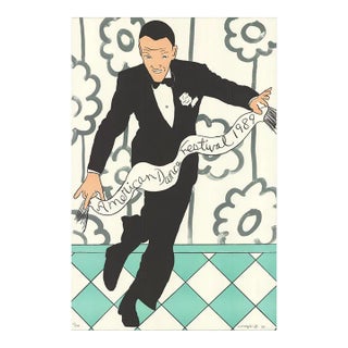 1989 Jane Kaplowitz 'American Dance Festival 1989' Contemporary Turquoise,Black,White Serigraph For Sale