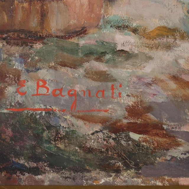 Elena Bagnati, Scene with Women at the Washhouse, Oil Painting on Canvas, Framed For Sale - Image 8 of 12