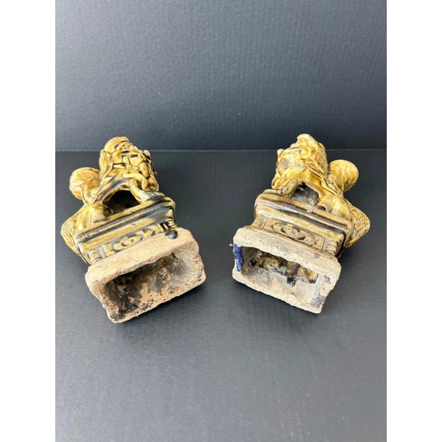 Antique Chinese Foo Dog Guardian Lion Incense Burners - a Pair For Sale - Image 9 of 10