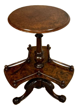 Antique Victorian Burr Walnut Lamp Table, 1860