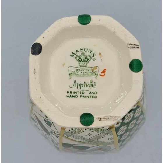 1990s Vintage Mason's Ironstone Beautiful Green Hand Painted Vase For Sale - Image 5 of 5