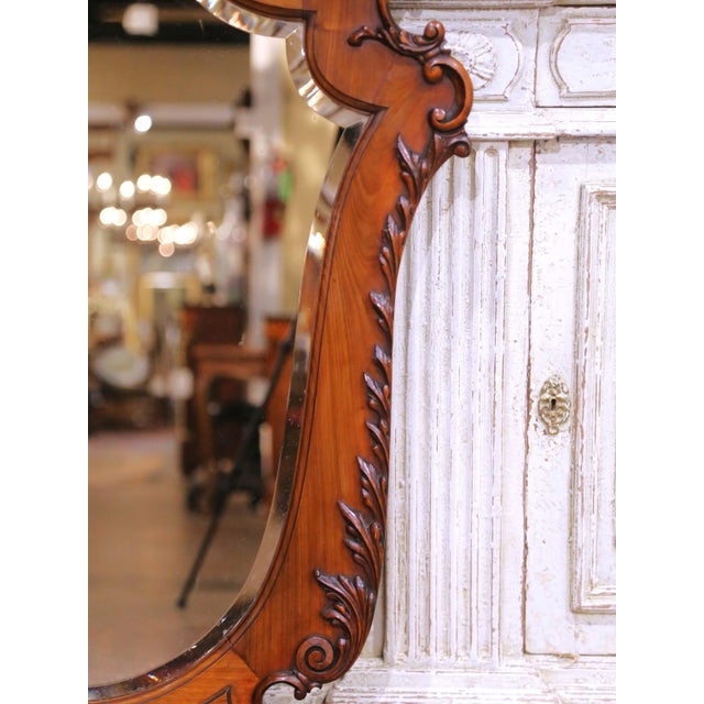 19th Century English Rococo Carved Walnut Wall Mirror With Beveled Glass For Sale In Dallas - Image 6 of 8