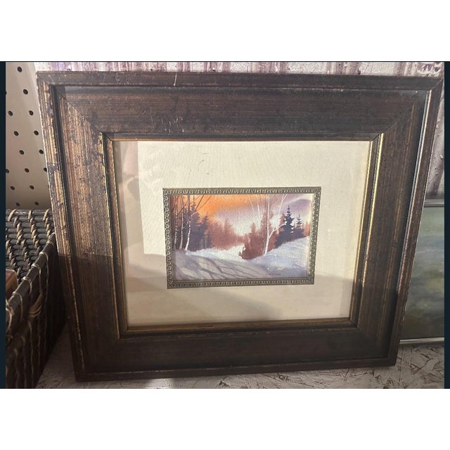 Late 20th Century First Snow Watercolor Painting by C. Evridge For Sale In Denver - Image 6 of 7