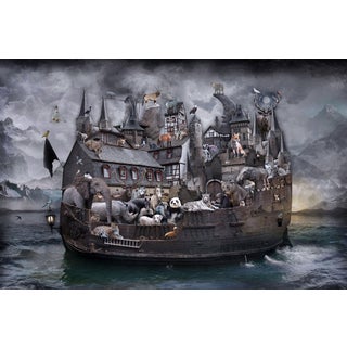 Ark by Marcin Owczarek | Photography on Fine Art Hahnemühle Featuring a ship filled with animals For Sale
