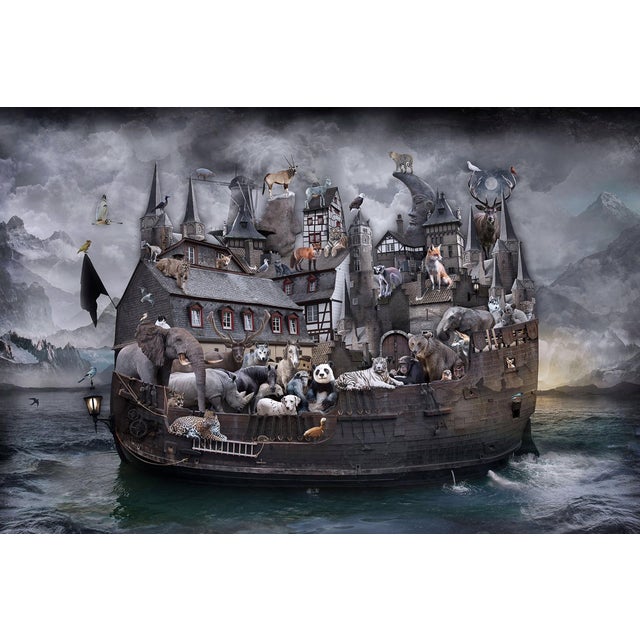 Ark by Marcin Owczarek | Photography on Fine Art Hahnemühle Featuring a ship filled with animals For Sale