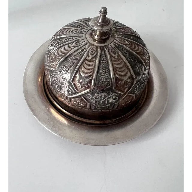 Domed French Silver Plate Repoussé Butter or Covered Dish Plate For Sale - Image 4 of 13