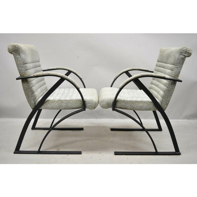 Mid Century CalStyle Furniture Art Deco Metal Frame Lounge Arm Chairs