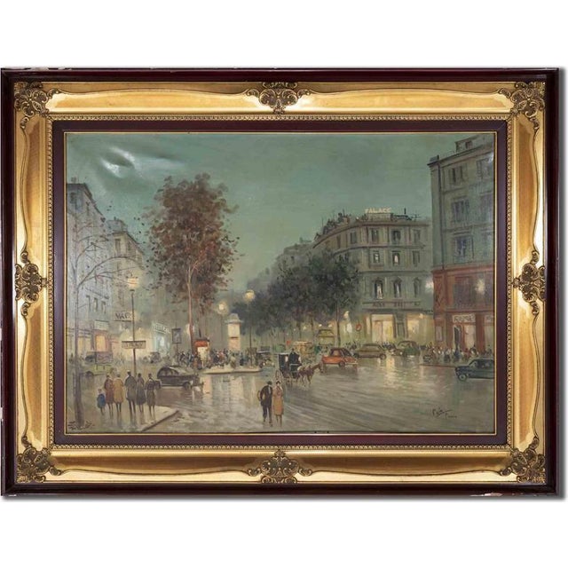Unknown, A Night in Paris, Mid-20th Century, Oil Painting, Framed For Sale - Image 4 of 4