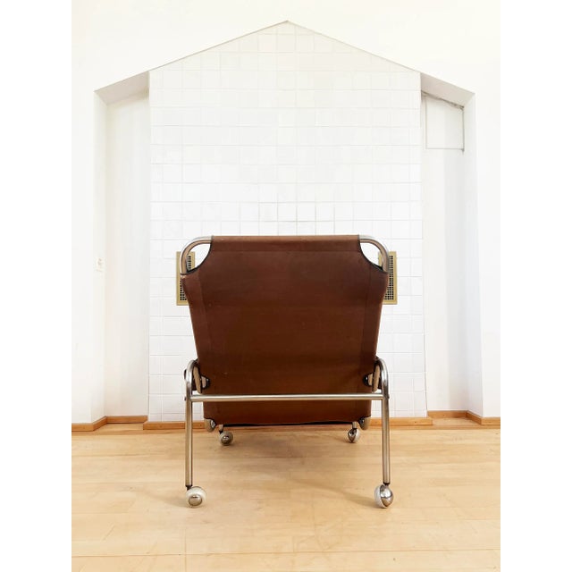 Brown 1970s Swedish Brown Corduroy and Chrome, Scandinavian Attributed to Bruno Mathsson Karin Easy Chair For Sale - Image 8 of 10