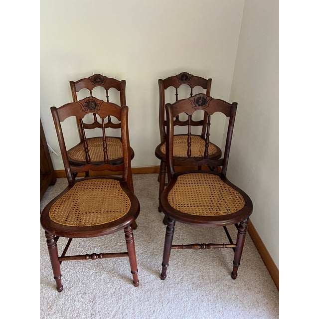 I have a set of six American Renaissance walnut dining chairs with cane seats. There are one owner, having belonged to my...