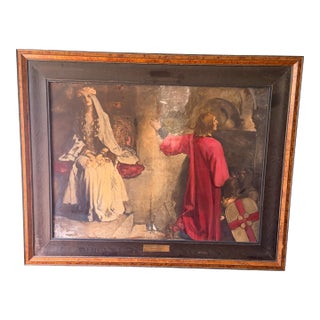 Monumental Antique Blanchefleur Abbey Figural Painting on Board, Class of 1928 For Sale