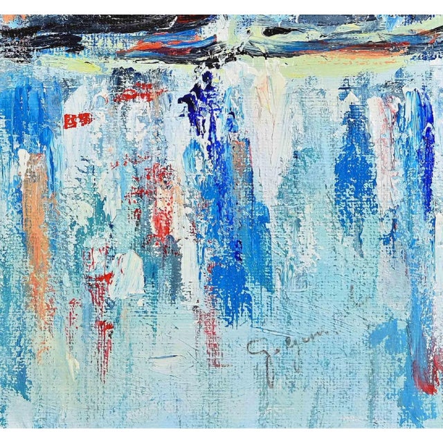 Reflected light is a suggestive artwork realized by the Belgian artist Martine Goeyens 2020s. Acrylic and oil painting on...