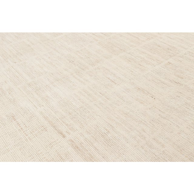 Moroccan Rug & Kilim’s Modern Textural Rug in Cream White Tones with Ribbed Stripes - 12x15 For Sale - Image 3 of 7