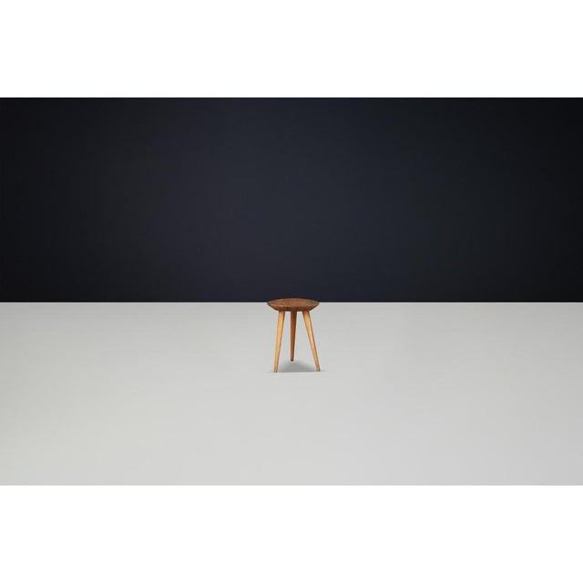 Rustic Rustic Ash Tripod Stool, France, 1950s For Sale - Image 3 of 9