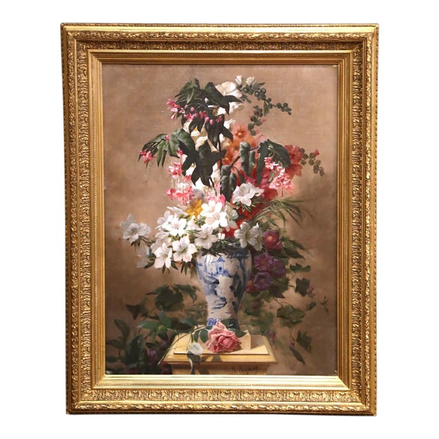 19th Century European Floral Still Life Oil Painting Signed Karl Ruperti For Sale