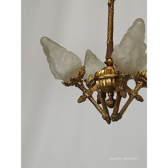 Antique Darling 4 Arm 4 Light Glowing Ribbons and Bows Flame Torch Chandelier For Sale - Image 4 of 17