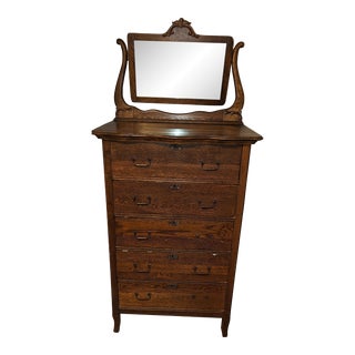 Late 19th Century Antique Oak Dresser With Mirror For Sale