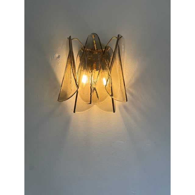 Contemporary Modern Smoked-Fumè "Rondini" Murano Wall Sconces- Set of Two For Sale - Image 6 of 9