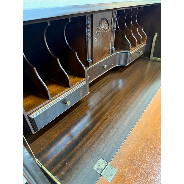 Vintage Chippendale Style Fall Front Drop Front Secretary Desk For Sale - Image 9 of 11