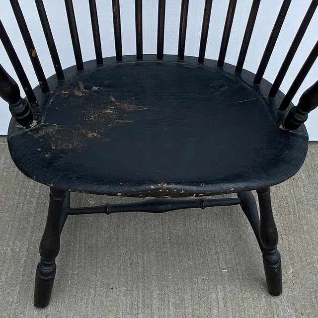American Black-Painted Sackback Windsor Knuckle Armchair For Sale - Image 4 of 11