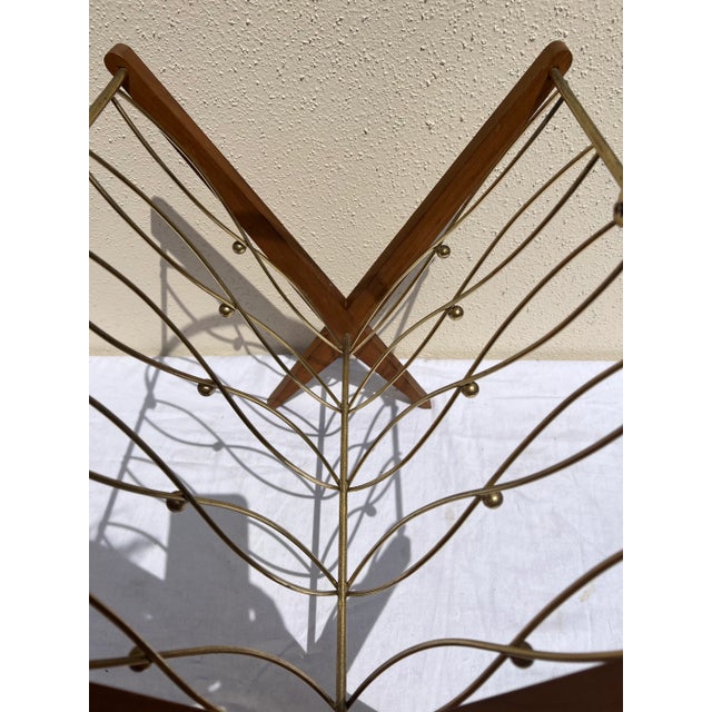 1960s Mid Century Brass and Wood Magazine Rack For Sale - Image 10 of 13