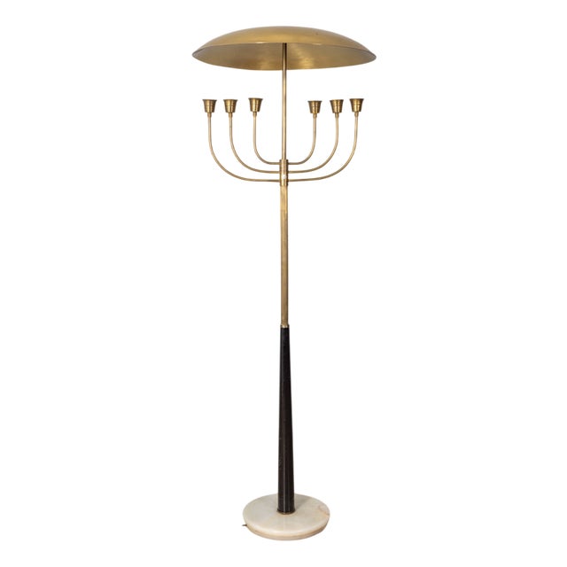Vintage Italian Floor Lamp in Onyx and Golden Brass, 1950s For Sale