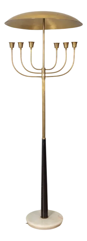 Vintage Italian Floor Lamp in Onyx and Golden Brass, 1950s