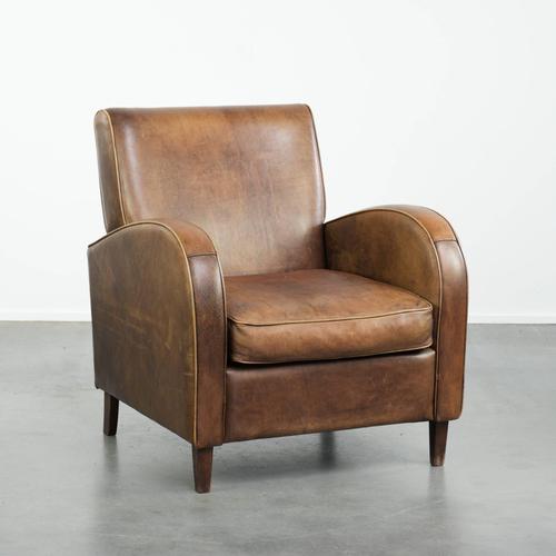 Vintage Sheepskin Armchair in Light Cognac For Sale - Image 13 of 13
