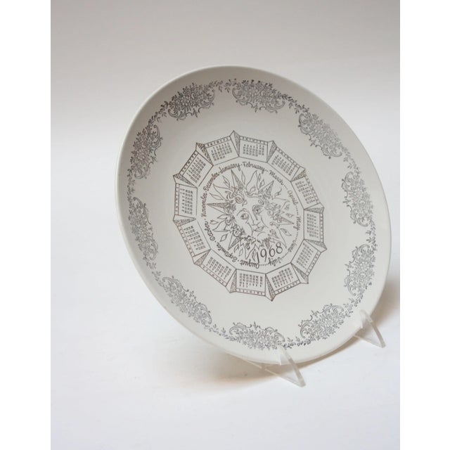 Mid-Century Modern 1968 Porcelain Collector's Plate With Hand-Painted Calendar / Decoration For Sale - Image 3 of 9
